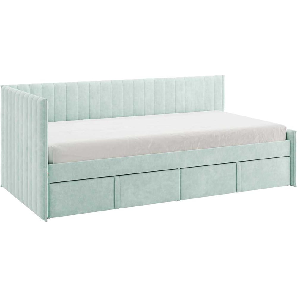 Изображение товара Кровать с ящиками Твикс Тахта 90x200 см мята велюр современный стиль