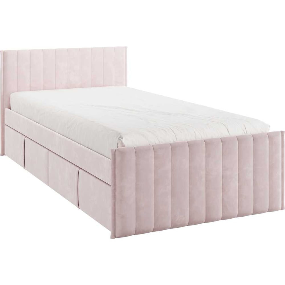 Изображение товара Кровать с ящиками Твикс 90x200 см нежно-розовая велюр современный стиль