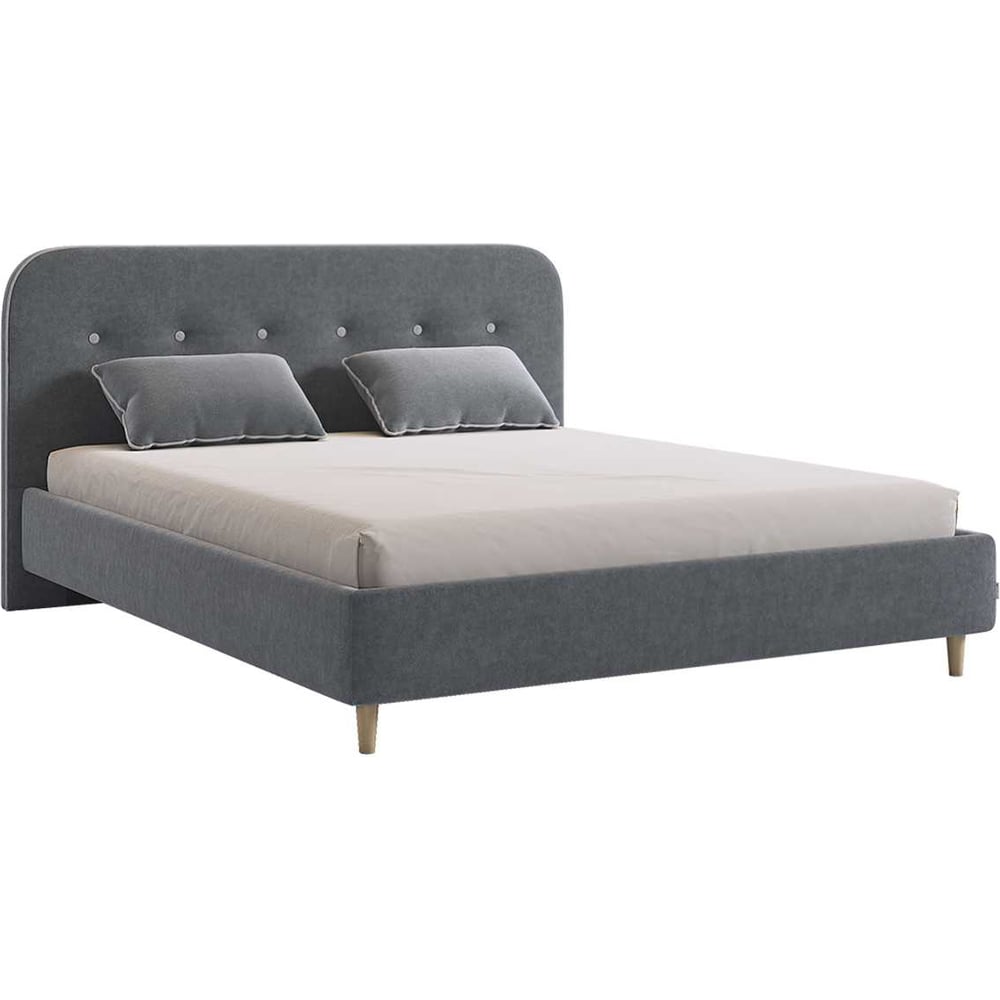 Изображение товара Кровать с основанием Лео 160x200 см графит велюр современная мебель для спальни