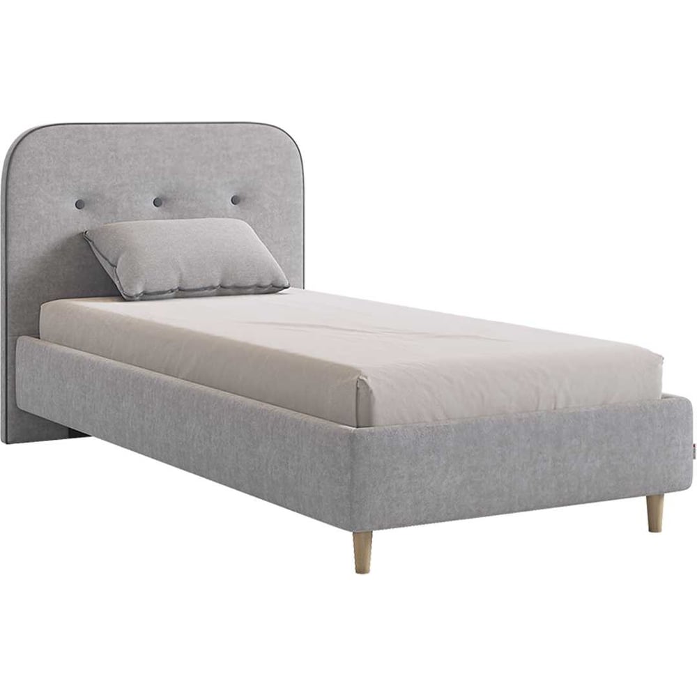 Изображение товара Кровать с основанием Лео 90x200 см, галька, велюр/графит, велюр KM0.9-19.2350