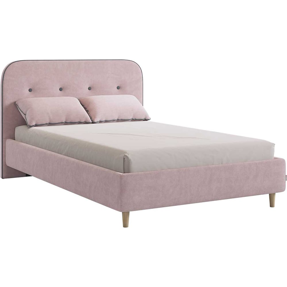 Изображение товара Кровать с основанием Лео 120x200 см велюр нежно-розовый стайл современный