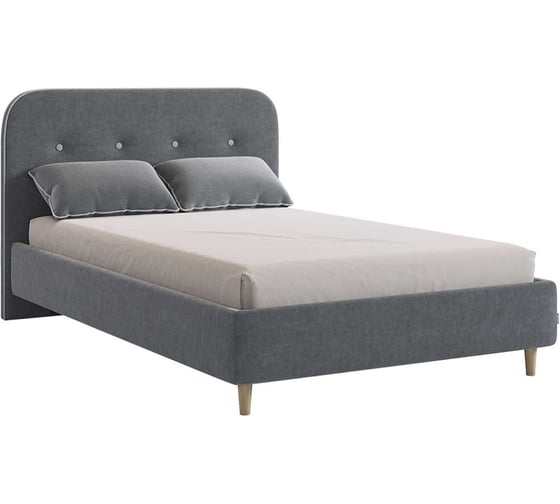 Изображение товара Кровать с основанием Лео 120x200 см, графит, велюр/галька, велюр KM1.2-19.2346