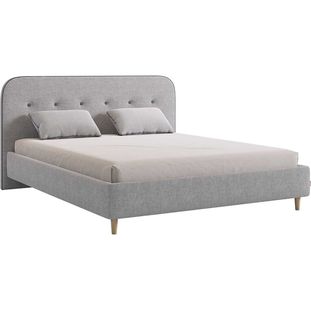 Изображение товара Кровать с основанием Лео 160x200 см галька велюр стиль Современный