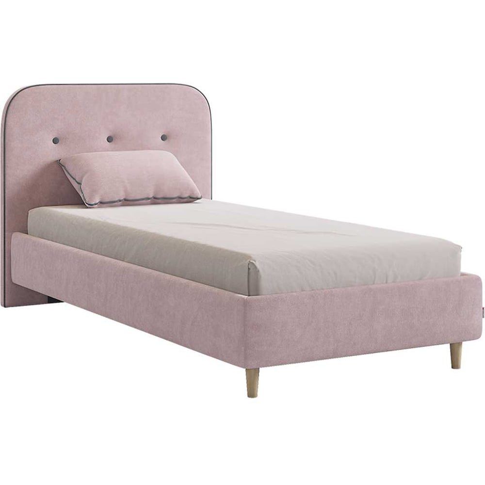 Изображение товара Кровать с основанием Лео 90x200 см в нежно-розовом цвете