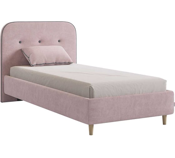 Изображение товара Кровать с основанием Лео 90x200 см, нежно-розовый, велюр/графит, велюр KM0.9-19.2348