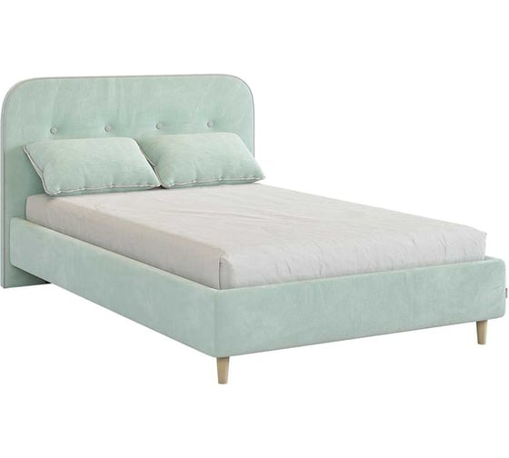 Изображение товара Кровать с основанием Лео 120x200 см, мята, велюр/галька, велюр KM1.2-19.2766