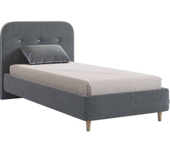 Изображение товара Кровать с основанием Лео 90x200 см, графит, велюр/галька, велюр KM0.9-19.2346