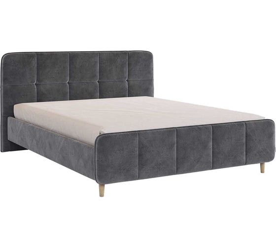 Изображение товара Кровать с основанием Грета 160x200 см, грей алькантара, велюр KM1.6-22.2757