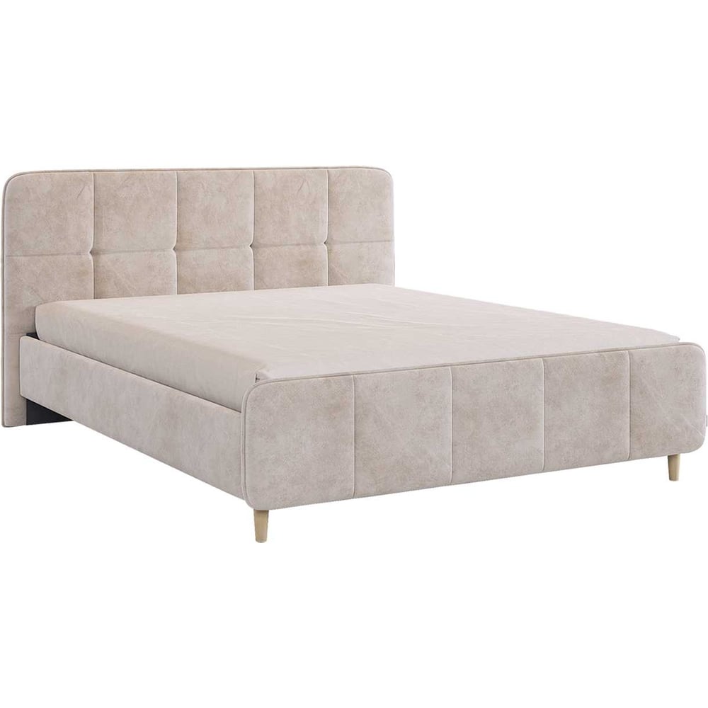 Изображение товара Кровать с основанием Грета 160x200 см в стиле модерн бежевый велюр алькантара