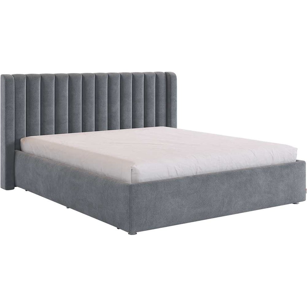 Изображение товара Современная кровать Ева 160x200 см графит велюр каркас из ЛДСП