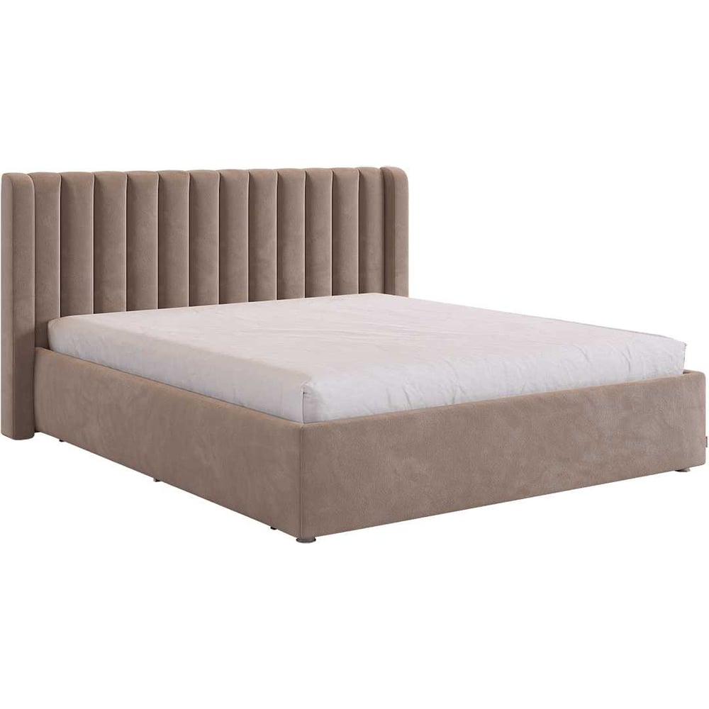 Изображение товара Каркас кровати Ева 160x200 см Латте из ЛДСП и велюра Современный стиль