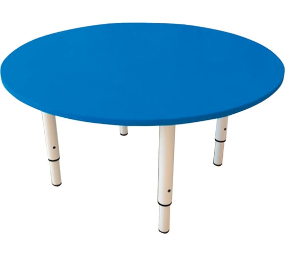 Изображение товара Стол детский круглый ОФИСМАГ 800х800х400-580мм, рост 0-3 (85-145см), пластик синий, сл.кость, ш/к 60443 531602
