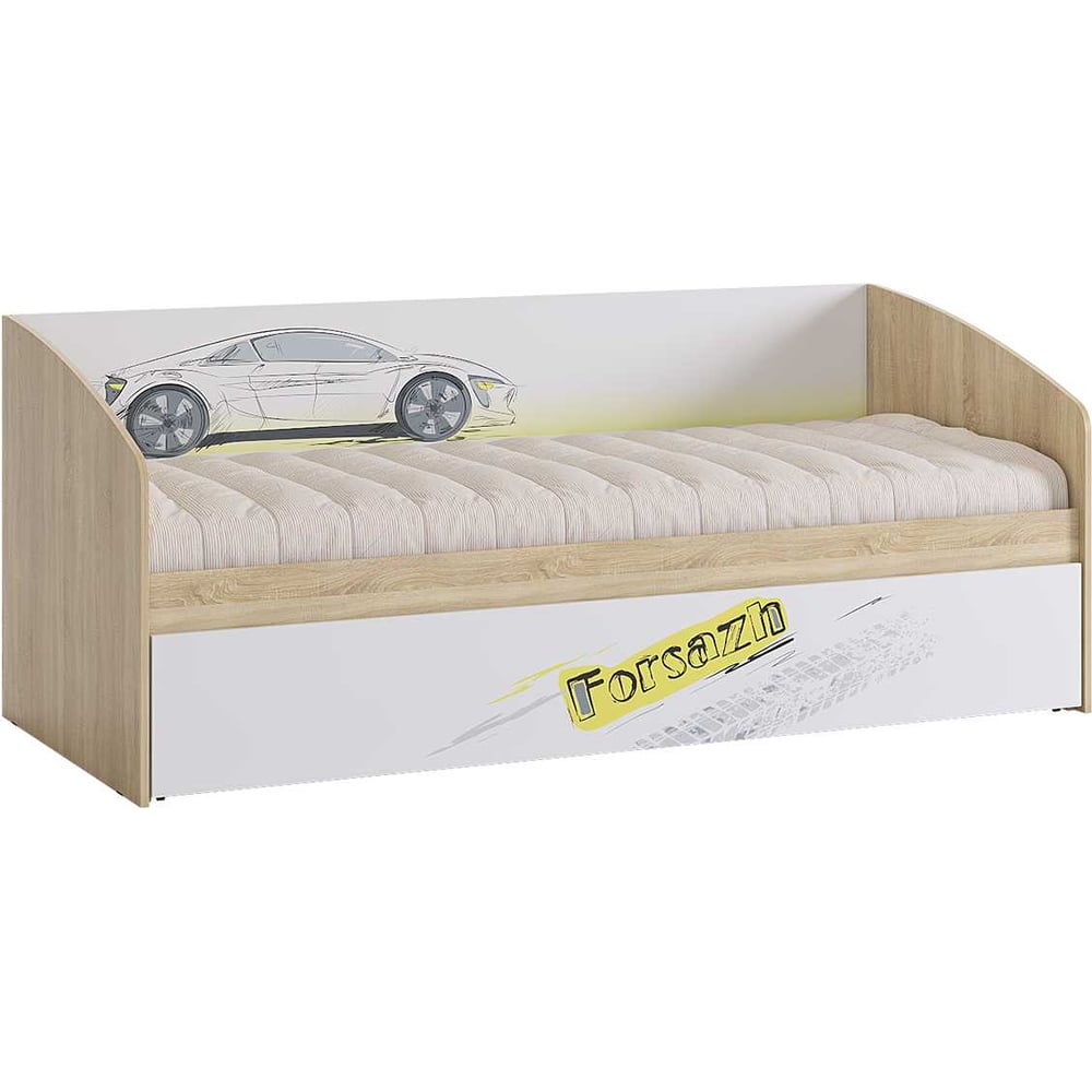 Изображение товара Кровать Форсаж из ЛДСП дуб сонома/белый 80x200 см современный стиль