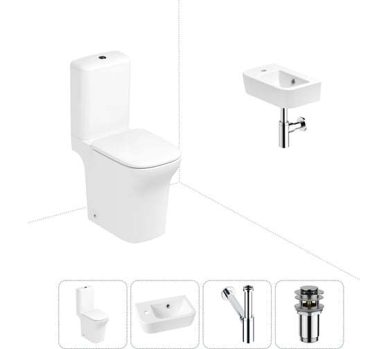 Изображение товара Безободковый напольный унитаз Lavinia Boho Bristol Rimless в комплекте 4 в 1 202008450