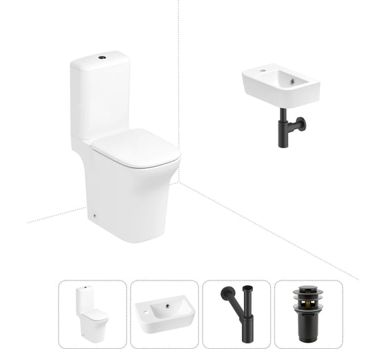 Изображение товара Безободковый напольный унитаз Lavinia Boho Bristol Rimless в комплекте 4 в 1 202008451