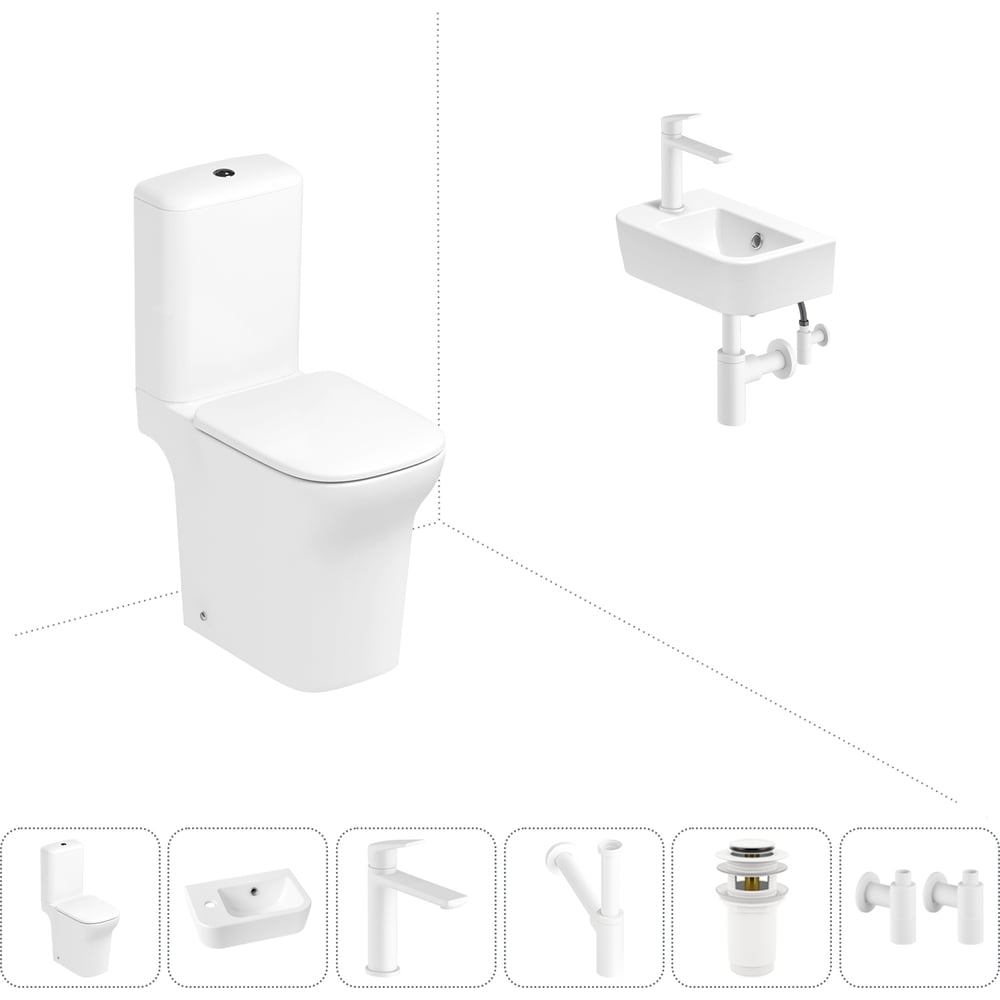 Изображение товара Безободковый напольный унитаз Lavinia Boho Bristol Rimless с раковиной комплект