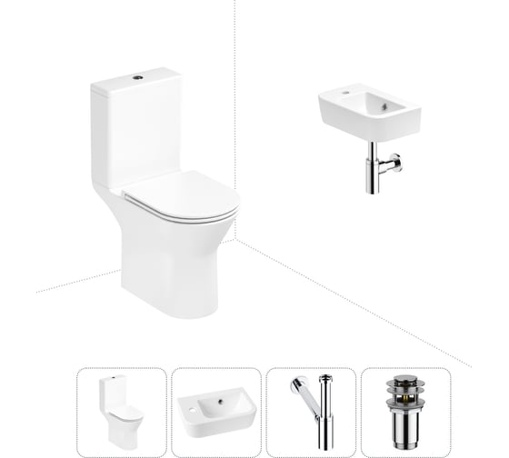 Изображение товара Безободковый напольный унитаз Lavinia Boho Elegant Rimless в комплекте 4 в 1 202008475