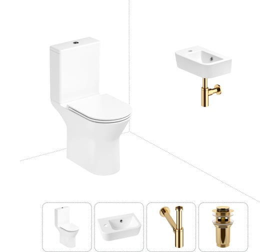 Изображение товара Безободковый напольный унитаз Lavinia Boho Elegant Rimless в комплекте 4 в 1 202008477