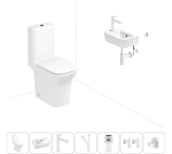 Изображение товара Безободковый напольный унитаз Lavinia Boho Bristol Rimless в комплекте 7 в 1 202008814