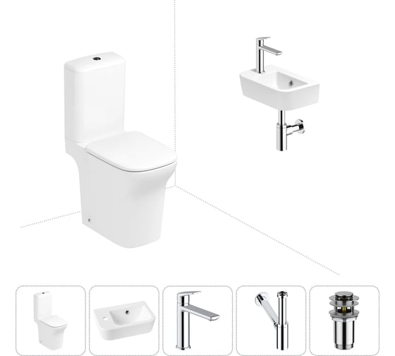 Изображение товара Безободковый напольный унитаз Lavinia Boho Bristol Rimless в комплекте 5 в 1 202008540