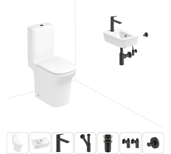 Изображение товара Безободковый напольный унитаз Lavinia Boho Bristol Rimless в комплекте 7 в 1 202008811