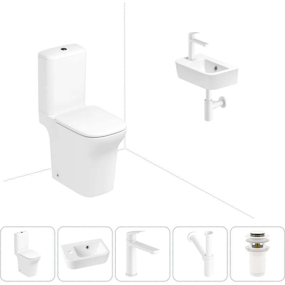 Изображение товара Безободковый напольный унитаз Lavinia Boho Bristol Rimless с раковиной комплект 5 в 1