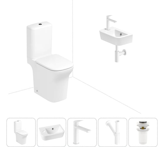 Изображение товара Безободковый напольный унитаз Lavinia Boho Bristol Rimless в комплекте 5 в 1 202008544