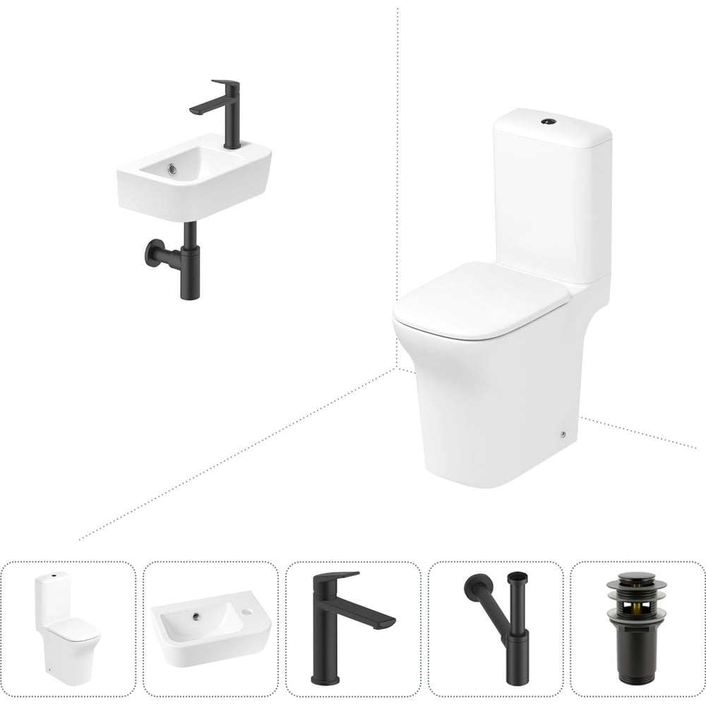 Изображение товара Безободковый напольный унитаз Lavinia Boho Bristol Rimless комплект 5 в 1