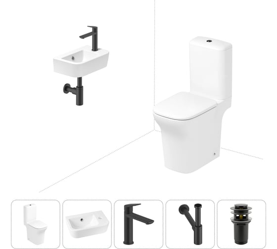 Изображение товара Безободковый напольный унитаз Lavinia Boho Bristol Rimless в комплекте 5 в 1 202008496