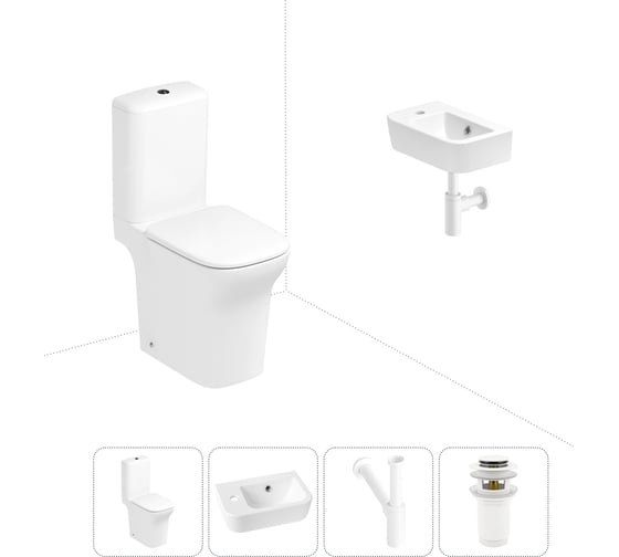 Изображение товара Безободковый напольный унитаз Lavinia Boho Bristol Rimless в комплекте 4 в 1 202008454