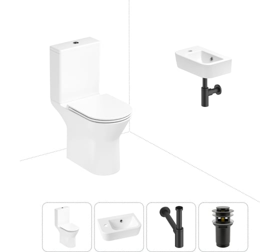 Изображение товара Безободковый напольный унитаз Lavinia Boho Elegant Rimless в комплекте 4 в 1 202008476