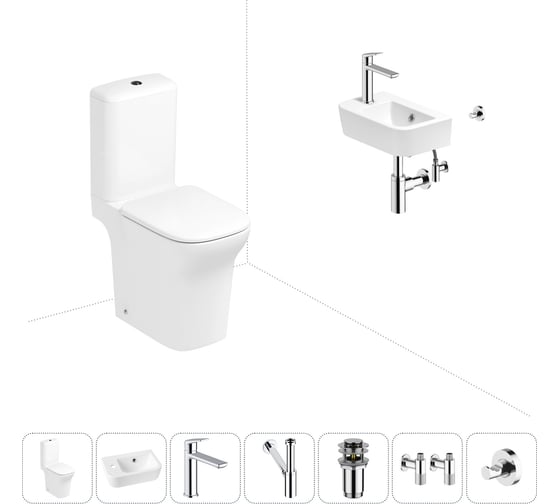 Изображение товара Безободковый напольный унитаз Lavinia Boho Bristol Rimless в комплекте 7 в 1 202008810