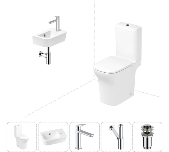 Изображение товара Безободковый напольный унитаз Lavinia Boho Bristol Rimless в комплекте 5 в 1 202008495