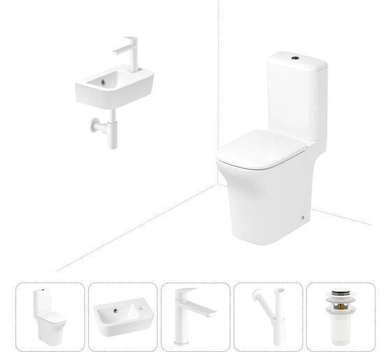 Изображение товара Безободковый напольный унитаз Lavinia Boho Bristol Rimless в комплекте 5 в 1 202008499