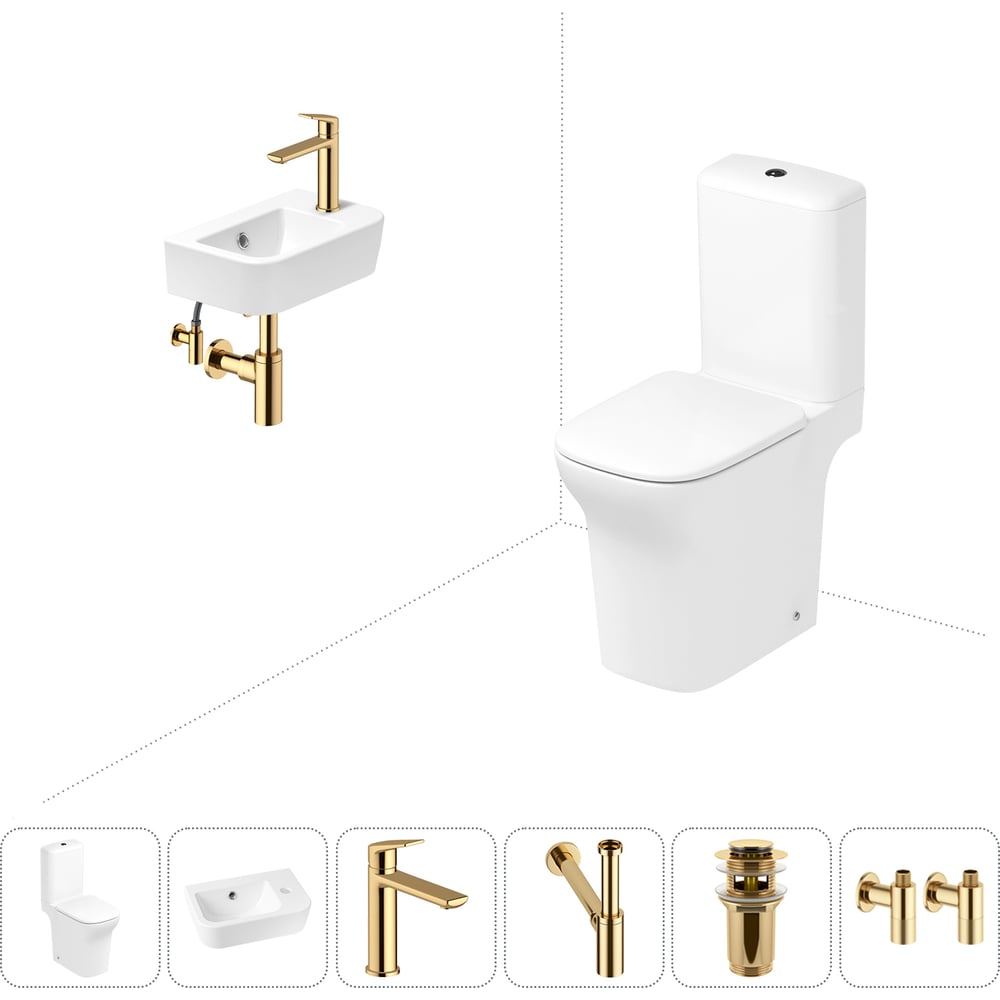 Изображение товара Безободковый напольный унитаз Lavinia Boho Bristol Rimless с раковиной и бачком