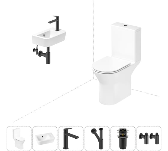 Изображение товара Безободковый напольный унитаз Lavinia Boho Elegant Rimless в комплекте 6 в 1 202008611