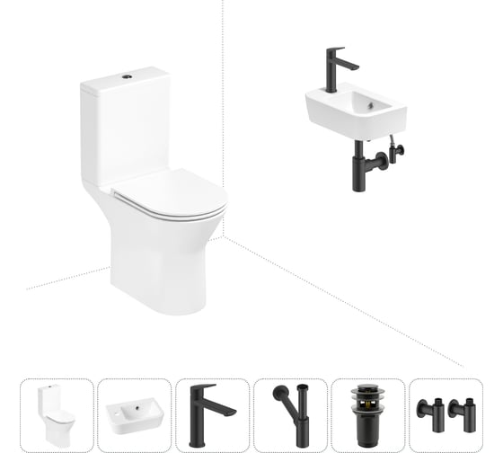 Изображение товара Безободковый напольный унитаз Lavinia Boho Elegant Rimless в комплекте 6 в 1 202008656