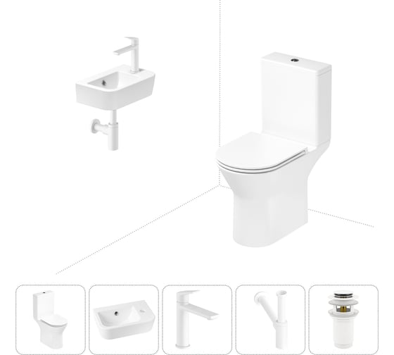 Изображение товара Безободковый напольный унитаз Lavinia Boho Elegant Rimless в комплекте 5 в 1 202008524