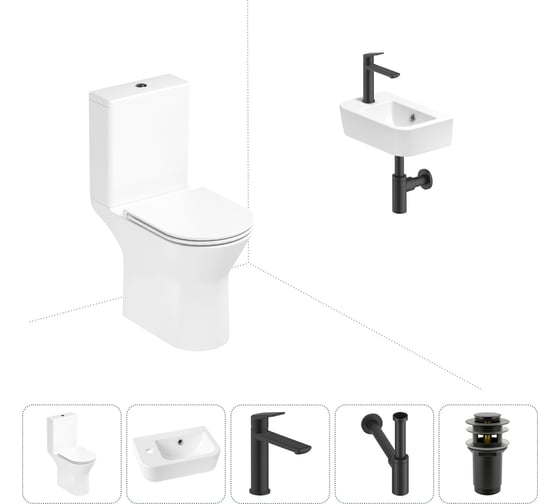 Изображение товара Безободковый напольный унитаз Lavinia Boho Elegant Rimless в комплекте 5 в 1 202008566