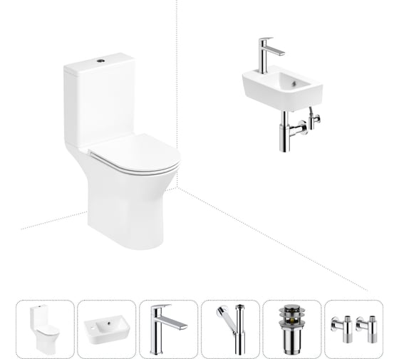 Изображение товара Безободковый напольный унитаз Lavinia Boho Elegant Rimless в комплекте 6 в 1 202008655