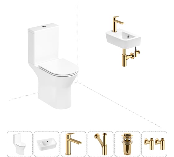 Изображение товара Безободковый напольный унитаз Lavinia Boho Elegant Rimless в комплекте 6 в 1 202008657