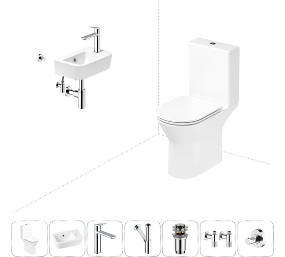 Изображение товара Безободковый напольный унитаз Lavinia Boho Elegant Rimless в комплекте 7 в 1 202008790