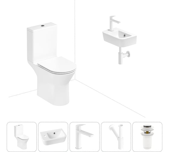 Изображение товара Безободковый напольный унитаз Lavinia Boho Elegant Rimless в комплекте 5 в 1 202008569