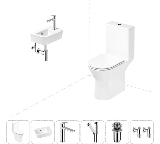 Изображение товара Безободковый напольный унитаз Lavinia Boho Elegant Rimless в комплекте 6 в 1 202008610