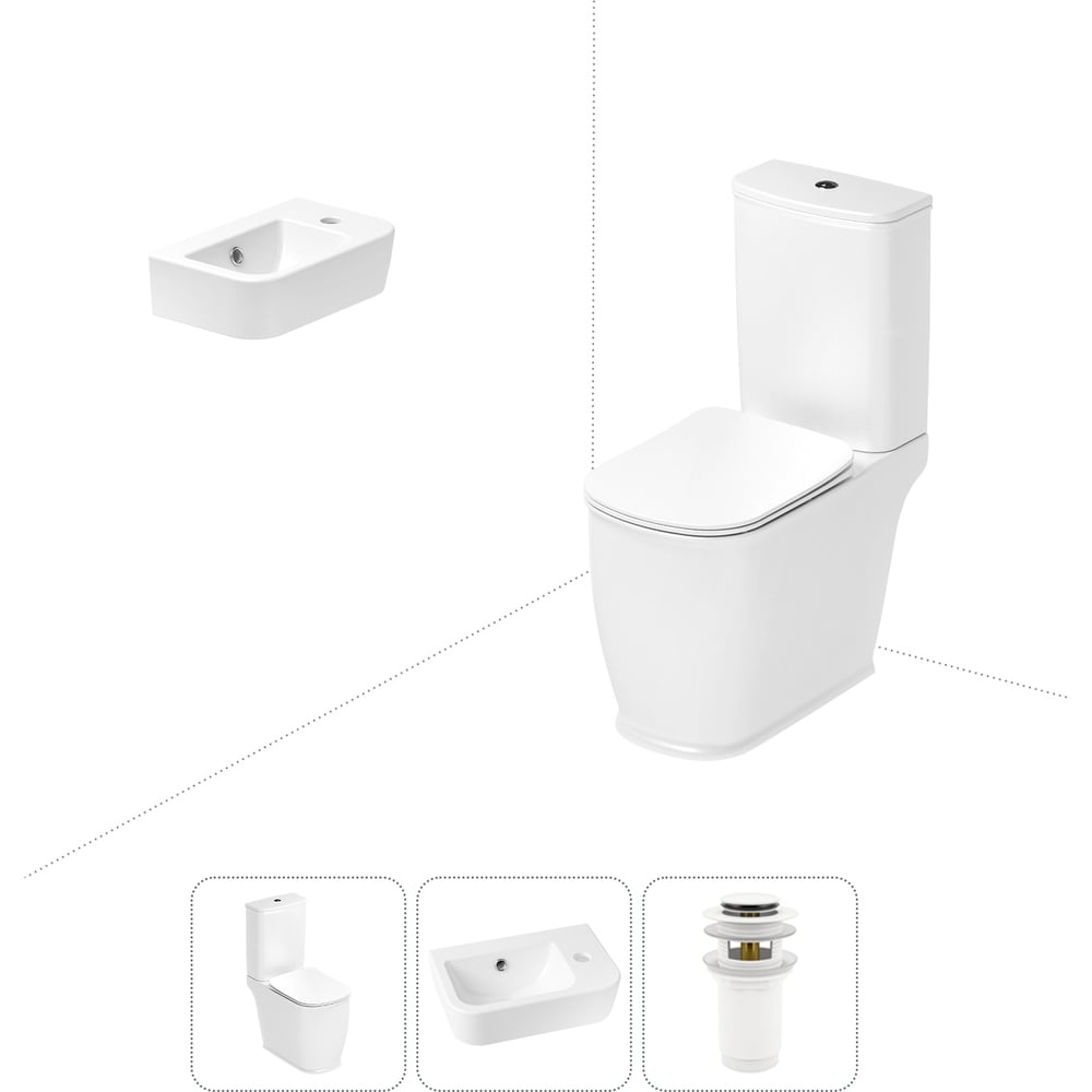 Изображение товара Унитаз-компакт Lavinia Boho Bell Pro с раковиной и бачком, белый, 2-кнопочный