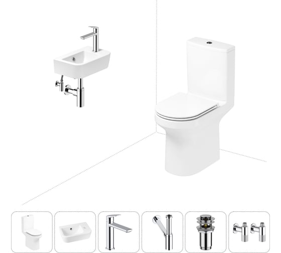 Изображение товара Безободковый напольный унитаз Lavinia Boho Grance Hill Rimless в комплекте 6 в 1 202008595