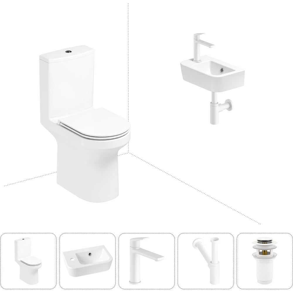 Изображение товара Безободковый напольный унитаз Lavinia Boho Grance Hill Rimless с раковиной и антивсплеском