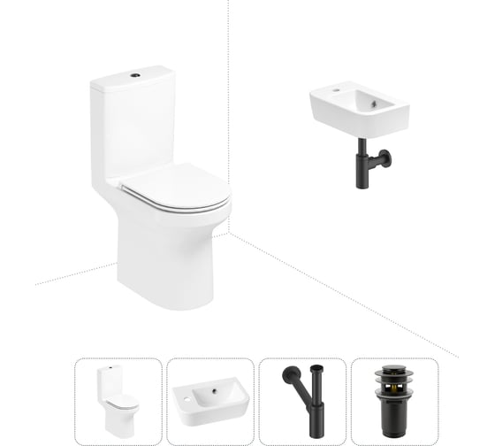 Изображение товара Безободковый напольный унитаз Lavinia Boho Grance Hill Rimless в комплекте 4 в 1 202008461