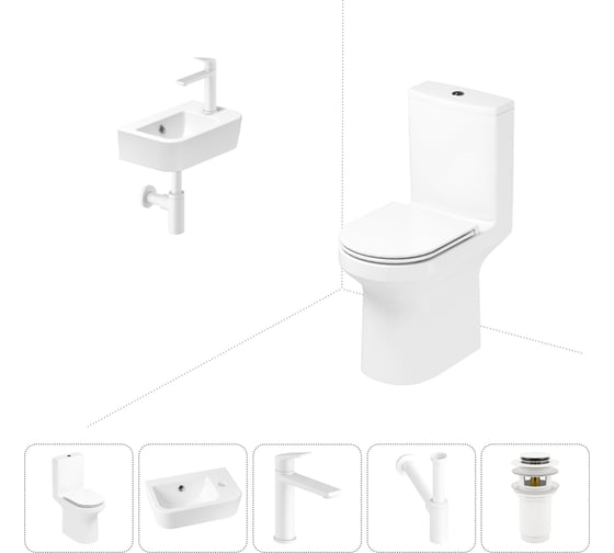 Изображение товара Безободковый напольный унитаз Lavinia Boho Grance Hill Rimless в комплекте 5 в 1 202008509