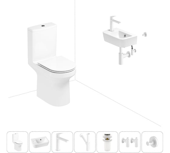 Изображение товара Безободковый напольный унитаз Lavinia Boho Grance Hill Rimless в комплекте 7 в 1 202008824